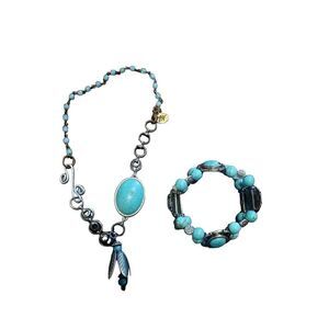 Turquoise necklace and Bangle for sale